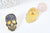 Broche pins tête de mort mystique doré émail noir 32.5mm, x1 (G8504)
