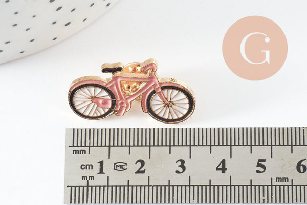 Broche pins vélo bicyclette émaillé rose 31.5mm, x1 (G9537)