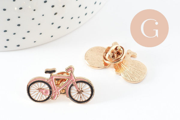 Broche pins vélo bicyclette émaillé rose 31.5mm, x1 (G9537)