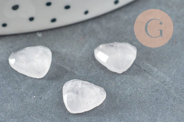 Cabochon Cœur pierre quartz rose naturel facetté 10mm, x1 (G8877)