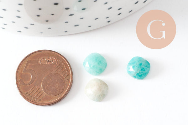 Cabochon carré amazonite naturel 8x8mm, x1 (G9701)