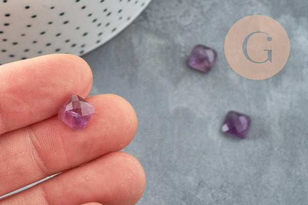 Cabochon carré améthyste naturelle 8x8mm, x1 (G8654)