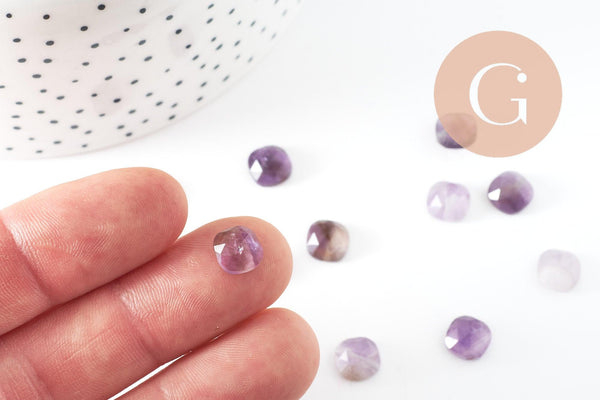 Cabochon carré améthyste naturelle 8x8mm, x1 (G9699)