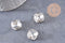 Cabochon carré cristal métal platine à coudre12mm, x5 (G0456)