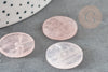 Cabochon disque quartz rose percé naturel 25mm, x1 (G6462)