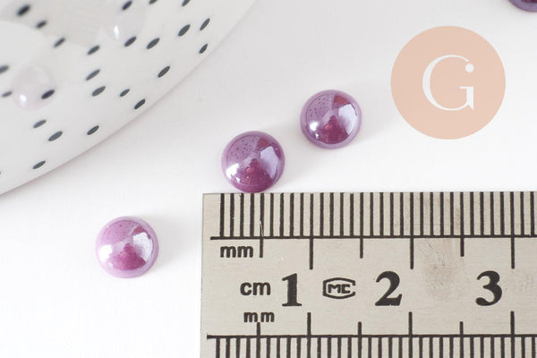 Cabochon dôme rond verre irisé 9mm, x20 (3 GR) (G1550)