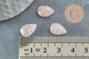 Cabochon goutte quartz rose facetté naturel 13x8mm, x1 (G9962)