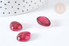 Cabochon goutte verre lisse rouge magenta 18x13mm, x1 (G8130)