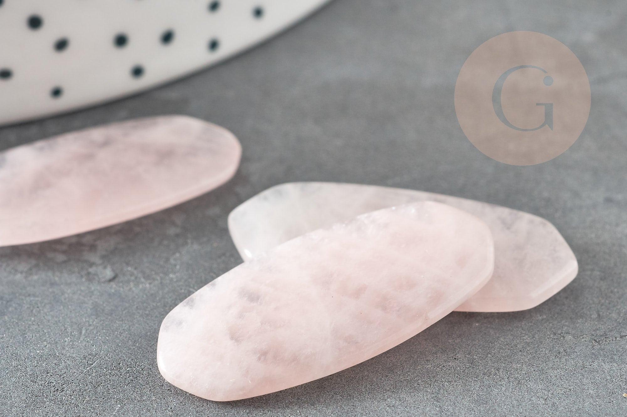 Cabochon hexagone quartz rose naturel 32mm, x1 (G2222)
