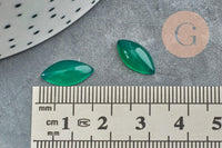 Cabochon marquise navette agate naturelle verte 14x7mm, x1 (G0091)