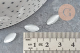 Cabochon marquise verre oeil de chat blanc 12x6mmmm, x20 (G2284)
