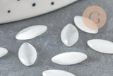 Cabochon marquise verre oeil de chat blanc 12x6mmmm, x20 (G2284)