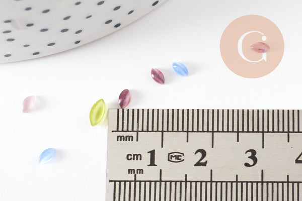 Cabochon marquise verre oeil de chat marquise 2-5mm, x 10gr (G0013)