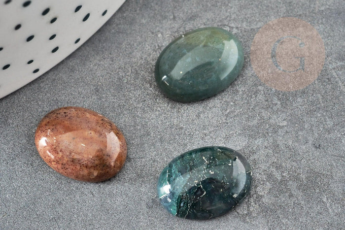 Cabochon ovale agate indienne naturelle 16x12mm, x1 (G1980)
