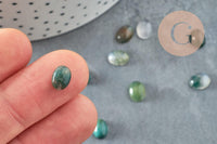 Cabochon ovale agate mousse naturelle 8x6mm, x1 (G0413)