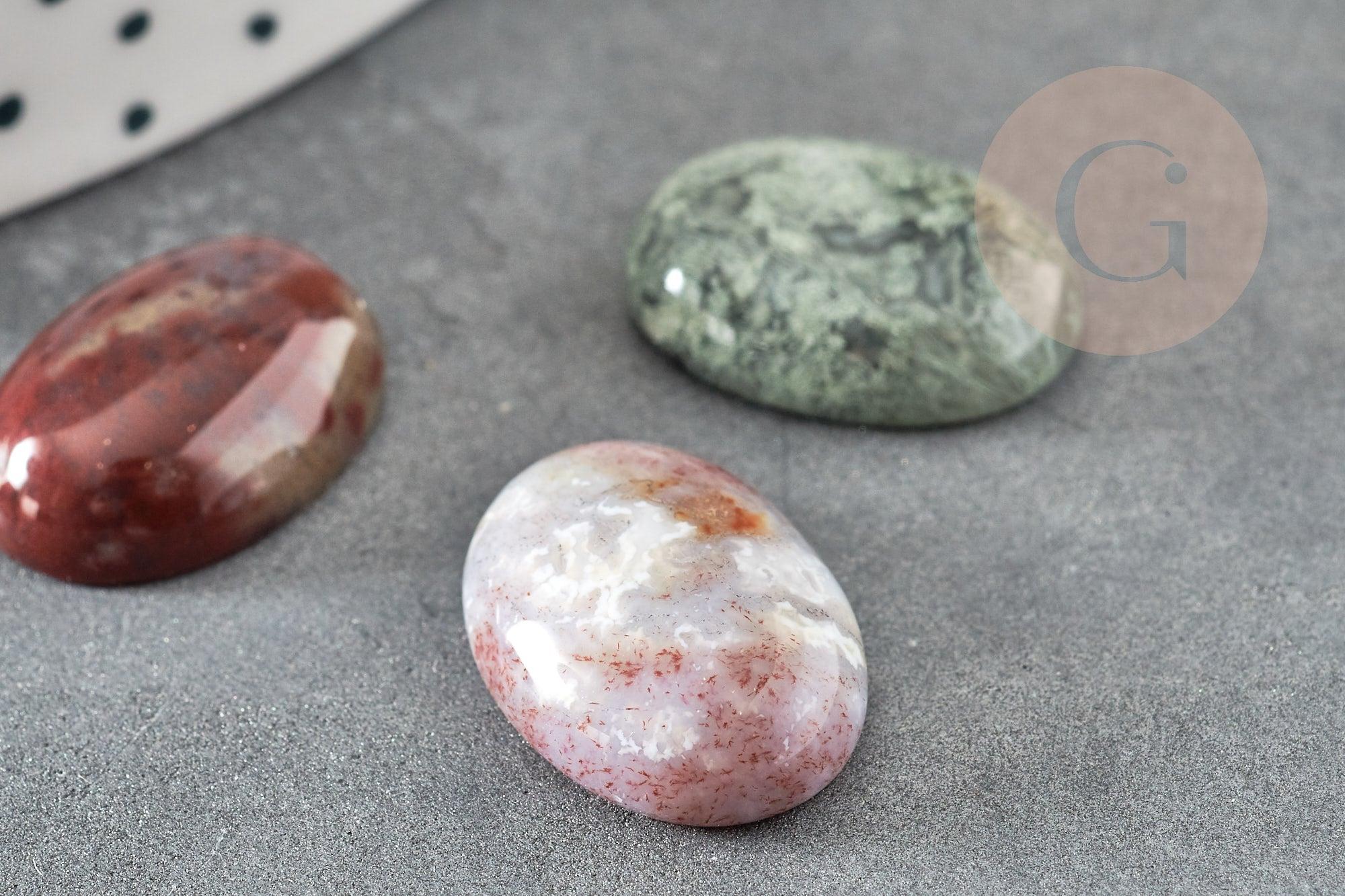 Cabochon ovale agate mousse verte naturelle 18x13mm, x1 (G2067)