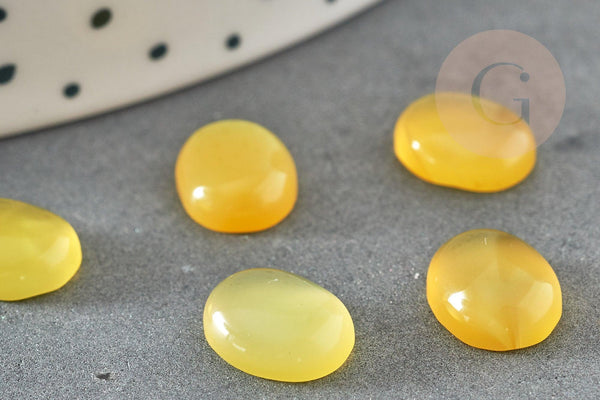 Cabochon ovale agate naturelle jaune 10x8mm, x1 (G1672)