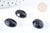Cabochon ovale agate noire facetté 18x13mm, x1 (G8598)