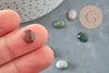 Cabochon ovale agate verte naturelle 10x8mm, x1 (G8649)