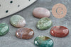 Cabochon ovale agate verte naturelle 10x8mm, x1 (G8649)