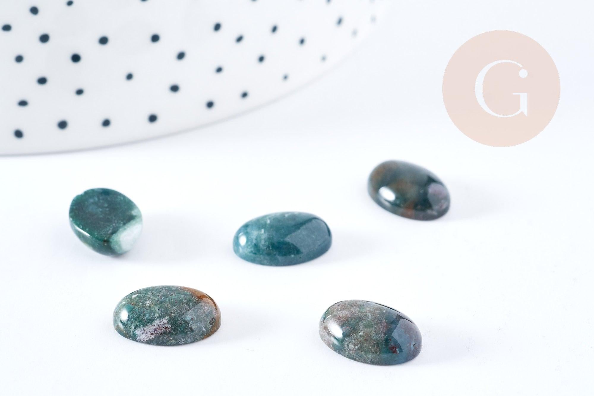 Cabochon ovale agate verte naturelle 14x10mm, x1 (G8669)