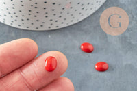 Cabochon ovale corail naturel teinté rouge 10x6mm, x1 G6750