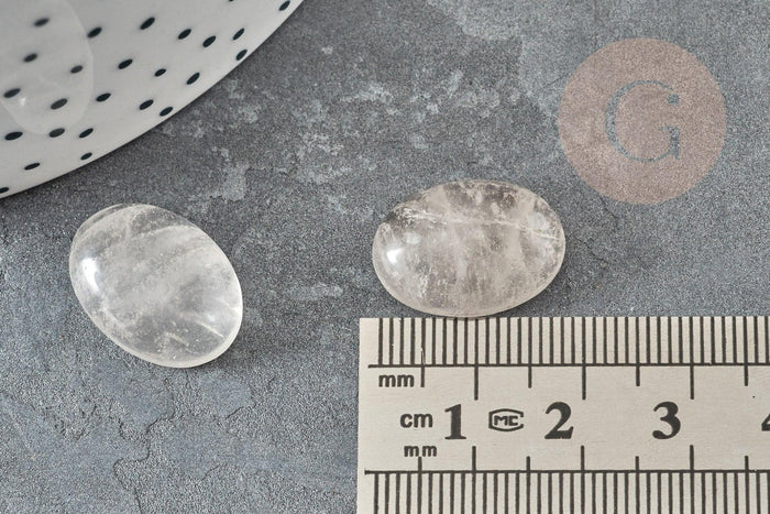 Cabochon ovale cristal de roche nature 18x13mm, x1 (G2256)