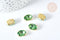 Cabochon ovale cristal vert clair avec serti en laiton doré 14x10mm, x5 (G8112)