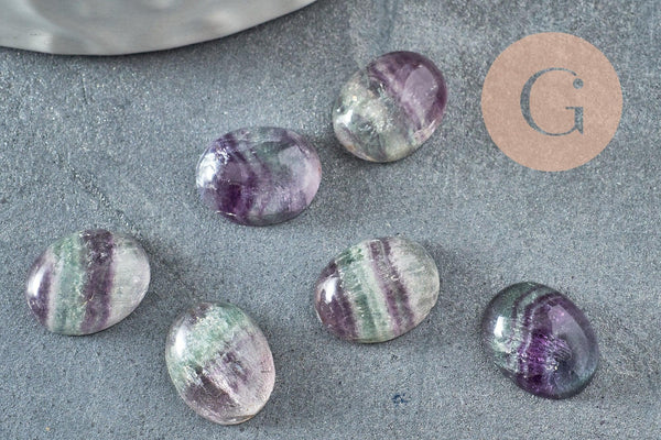 Cabochon ovale fluorite naturelle 10.5 x8mm, x1 (G9697)
