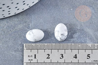 Cabochon ovale howlite blanche naturelle 14 x10mm, x1 (G8691)