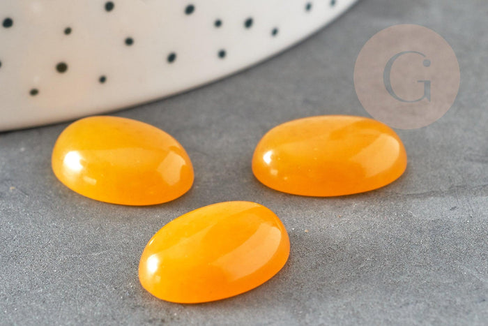 Cabochon ovale jade naturel jaune 18x13mm, x1 (G0379)