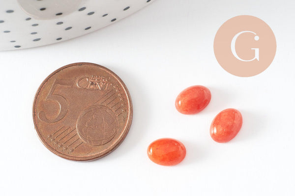 Cabochon ovale jade naturel orange 8x6mm, x1 (G10125)