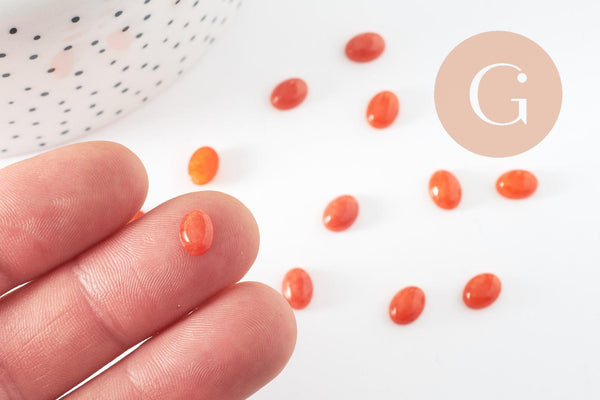 Cabochon ovale jade naturel orange 8x6mm, x1 (G10125)