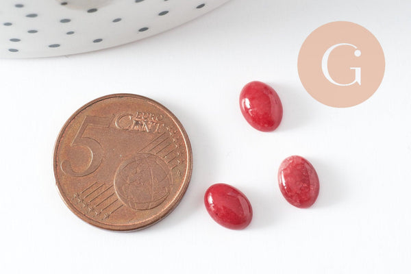 Cabochon ovale jade naturel rouge 8x6mm, x1 (G10124)