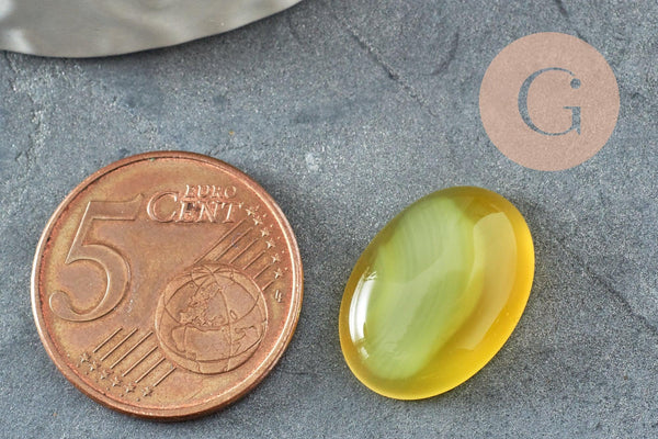 Cabochon ovale jade naturel teinté jaune 18x13mm, x1 (G9515)