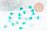 Cabochon ovale jade naturel turquoise 8x6mm, création bijoux pierre naturelle, x1 (G10528)