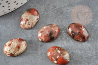 Cabochon ovale jaspe rayé bréchique naturel 18x13mm, x1 (G2238)