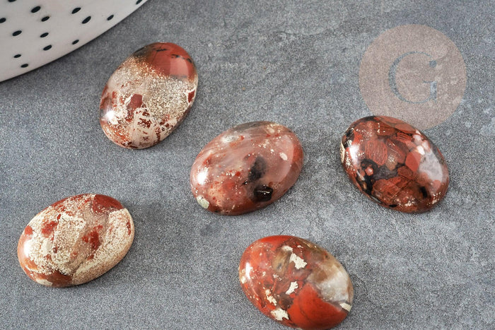 Cabochon ovale jaspe rayé bréchique naturel 18x13mm, x1 (G2238)