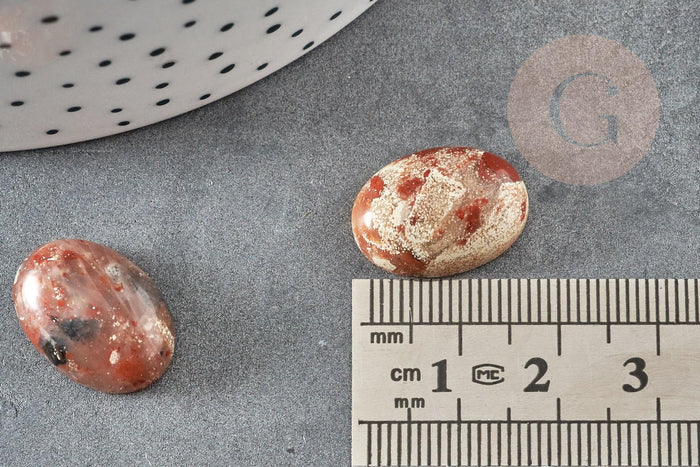 Cabochon ovale jaspe rayé bréchique naturel 18x13mm, x1 (G2238)