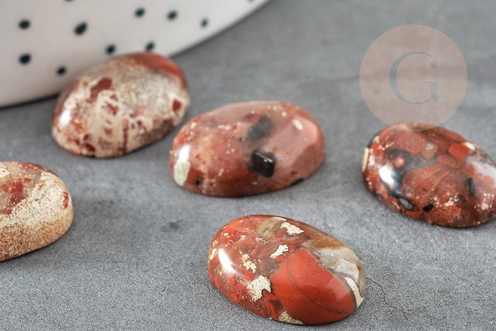 Cabochon ovale jaspe rayé bréchique naturel 18x13mm, x1 (G2238)