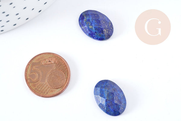 Cabochon ovale lapis lazuli naturel facetté 18x13mm, x1 G8674