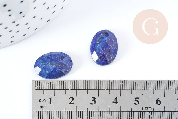 Cabochon ovale lapis lazuli naturel facetté 18x13mm, x1 G8674