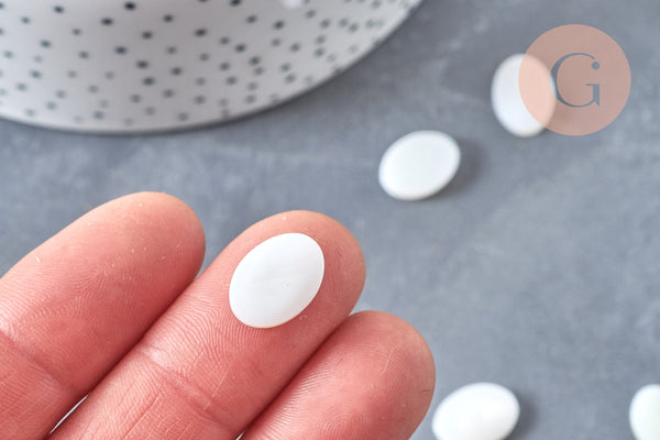 Cabochon ovale nacre naturelle blanche 13.5mm, x1 (G6824)