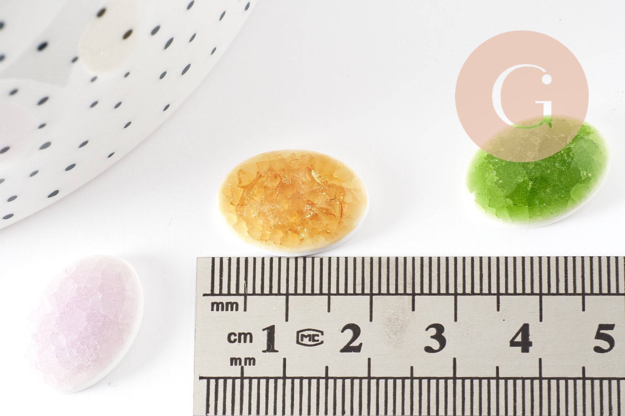 Cabochon ovale porcelaine émaillée multicolore 11mmx9mm, x10 (G0407)