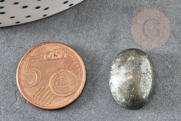 Cabochon ovale pyrite grise naturelle 18 x13mm, x1 (G0203)