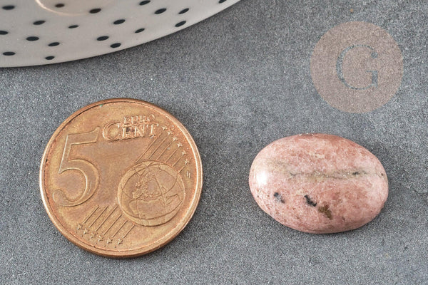 Cabochon ovale rhodonite naturelle 13x18mm, x1 (G2063)