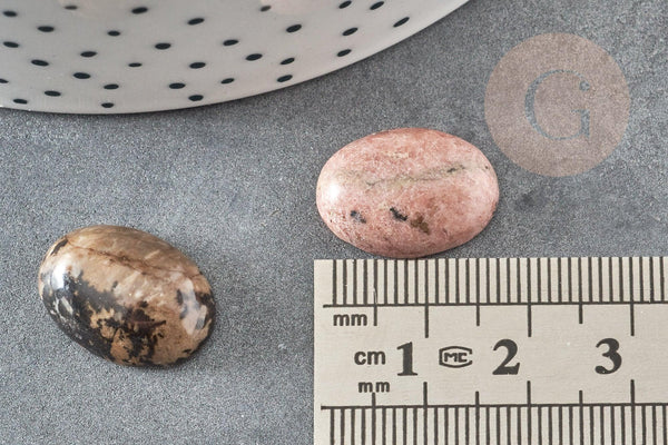Cabochon ovale rhodonite naturelle 13x18mm, x1 (G2063)