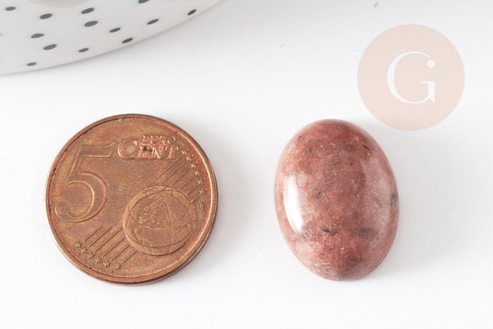 Cabochon ovale rhodonite naturelle 20x15mm, x1 (G2237)
