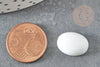 Cabochon ovale verre blanc imitation porcelaine 16x12mm, x1 (G2821)