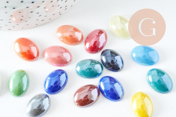 Cabochon ovale verre irisé 18x13mm, x20 (G0117)
